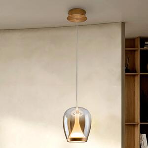 Schuller Valencia LED viseča svetilka Suspiro, Ø 18 cm, zlato-jantarne barve, steklo, Bež, Dnevna soba / jedilnica, Steklo