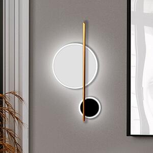 Schuller Valencia LED stenska svetilka Duo, višina 52 cm, črna/zlata, kovina, Zlata / medeninasta, Dnevna soba / jedilnica, Aluminij, Sodobni