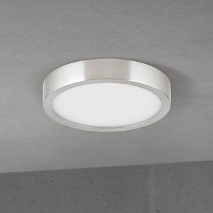 ORION LED stropna svetilka Disc, satinirana nikljeva barva, Ø 14 cm, CCT, zatemnjen, Kovinska, Dnevna soba / jedilnica, Aluminij, Sodobni
