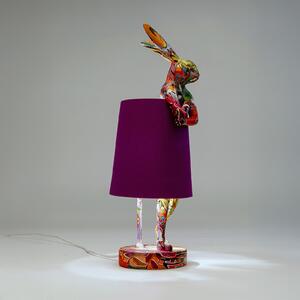 KARE Kare namizna svetilka Animal Rabbit, vijolična/graffiti, 50 cm, E14, Večbarvna, Dnevna soba / jedilnica, Tkanine / tekstil, Dizajn
