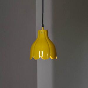 PR Home viseča svetilka Tulippa, rumena, Ø 17 cm, vtič, E27, Rumena, Dnevna soba / jedilnica, Kovina, Skandinavski