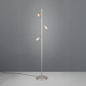 Trio Lighting LED-stojna svetilka Romeo, višina 150 cm, nikljevo barva kovine, 3-svetilna., zatemnjen, Kovinska, Dnevna soba / jedilnica, Kovina, Sodobni