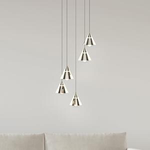 Trio Lighting LED viseča svetilka Romeo, Ø 28 cm, nikljeva barva, kovina, 5-svetilna., Kovinska, Dnevna soba / jedilnica, Kovina, Sodobni