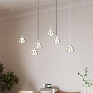Trio Lighting LED viseča svetilka Romeo, dolžina 75 cm, nikljevo kovinsko, 6-svetilna., Kovinska, Dnevna soba / jedilnica, Kovina, Sodobni