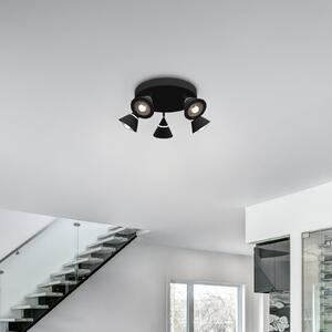 Trio Lighting LED stropni reflektor Romeo, Ø 30 cm, črn, kovina, 5-kraki., Črna, Dnevna soba / jedilnica, Kovina, Sodobni