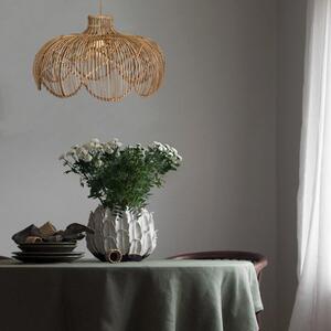 PR Home viseča svetilka Belle, barva lesa, ratana, Ø 43 cm, zatemnjen, Les, Dnevna soba / jedilnica, Les