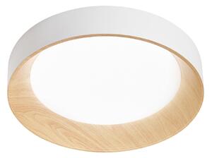 Luce Ambiente Design LED stropna svetilka Arka, Ø 50 cm, bela/leseni videz, kovina, CCT, Bela, Dnevna soba / jedilnica, Kovina, Sodobni