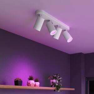 Calex Smart stropni spot bela dolžina 49 cm 4-flg. GU10-LED RGBW, zatemnjen, Bela, Dnevna soba / jedilnica, Kovina, Sodobni, Polkrožni strop z razmikom