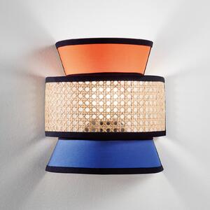 Luce Ambiente Design Stenna svetilka Gazebo, oranžna/modra/naravna, 24 cm, tkanina/ratan, zatemnjen, Oranžna, Dnevna soba / jedilnica, Tkanine / tekstil