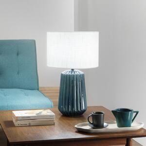 Luce Ambiente Design Namizna svetilka Kiowa, višina 46 cm, modra/bela, keramika/tkanina, Modra, Dnevna soba / jedilnica, Keramika
