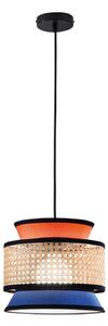 Luce Ambiente Design Visoka svetilka Gazebo, oranžna/modra/naravna, Ø 26 cm, tkanina/ratan, zatemnjen, Oranžna, Dnevna soba / jedilnica, Tkanine / tekstil