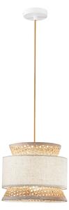 Luce Ambiente Design Obesna svetilka Gazebo, naravna/bež, Ø 26 cm, ratana/tkanina, zatemnjen, Bež, Dnevna soba / jedilnica, Les
