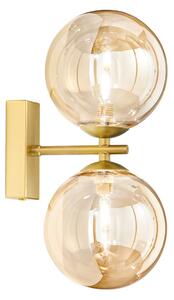 Luce Ambiente Design Stenska svetilka HONEY, višina 34 cm, barva medenine/kreme, 2-žarilna, zatemnjen, Zlata / medeninasta, Dnevna soba / jedilnica, Steklo