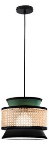 Luce Ambiente Design Visoka svetilka Gazebo, zelena/črna/naravna, Ø 26 cm, tkanina/ratan, zatemnjen, Zelena, Dnevna soba / jedilnica, Tkanine / tekstil