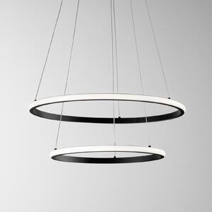Luce Ambiente Design LED viseča svetilka Axis, Ø 60/40 cm, črna, kovina, CCT, RGB, Črna, Dnevna soba / jedilnica, Kovina, Sodobni