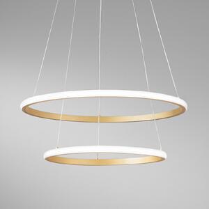 Luce Ambiente Design LED viseča svetilka Axis, Ø 60/40 cm, zlata barva kovina CCT, RGB, Zlata / medeninasta, Dnevna soba / jedilnica, Kovina, Sodobni