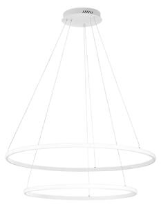 Luce Ambiente Design LED obesna svetilka Axis, Ø 80/60 cm, bela, kovina, CCT, Bela, Dnevna soba / jedilnica, Kovina, Sodobni