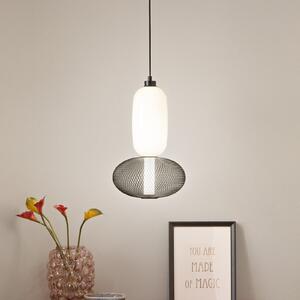 Luce Ambiente Design LED viseča svetilka INKAS, višina 90 cm, črna, steklo/kovina, CCT, Črna, Dnevna soba / jedilnica, Steklo