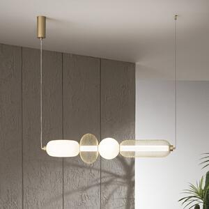 Luce Ambiente Design LED viseča svetilka INKAS, višina 90 cm, zlata barva, steklo/kovina, CCT, Zlata / medeninasta, Dnevna soba / jedilnica, Steklo
