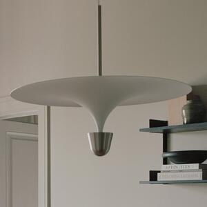 New Works LED-visoka svetilka Kantarell, Ø 60 cm, nikelj, zatemnjen, Bela, Dnevna soba / jedilnica, Kovina, Dizajn