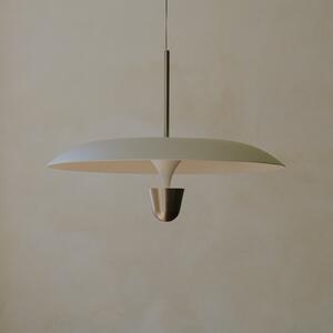 New Works LED-visoka svetilka Kantarell, Ø 55 cm, nikelj, zatemnjen, Bela, Dnevna soba / jedilnica, Kovina, Dizajn