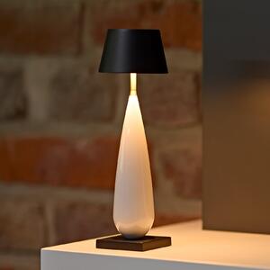 Sigor LED namizna svetilka na baterije Thala, bela/črna, IP65, 24 cm, zatemnjen, Bela, Dnevna soba / jedilnica, Aluminij, Sodobni