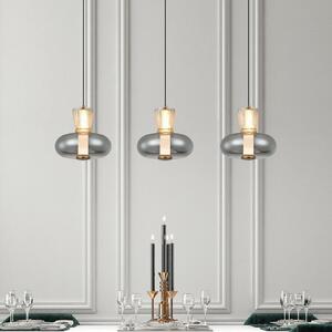 Viokef LED viseča svetilka Sire, dolžina 92 cm, dimno/bronasto steklo, 3-svetilna., Siva, Dnevna soba / jedilnica, Kovina