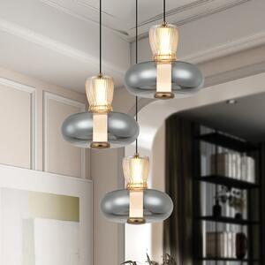 Viokef LED viseča svetilka Sire, Ø 42 cm dimna/bronasta kovina/steklo 3-svetilna., Siva, Dnevna soba / jedilnica, Kovina