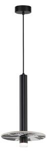 Viokef LED viseča svetilka Leandros, črna, Ø 40 cm, umetni kamen/kovina, Črna, Dnevna soba / jedilnica, Kovina