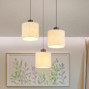 Globo LED viseča svetilka Thea, Ø 49 cm, 3-svetilna, krem/mat črna, zatemnjen, Bež, Dnevna soba / jedilnica, Tkanine / tekstil, Skandinavski