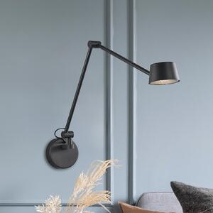 Viokef LED stenska svetilka Savina, črna, izstop 92 cm, kovina, zatemnjen, Črna, Dnevna soba / jedilnica, Aluminij, Sodobni, Svetilka za branje