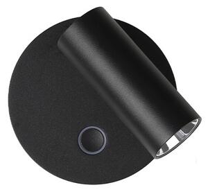 Viokef LED stenska svetilka Tara, črna, Ø 9 cm, kovina, zatemnjen, Črna, Dnevna soba / jedilnica, Kovina, Sodobni, Svetilka za branje