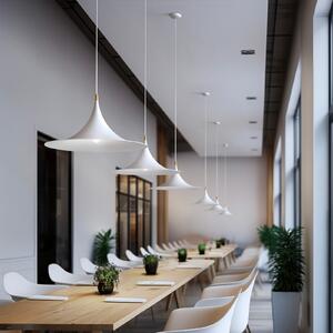 Linea Light Visoka svetilka Morgana, bela/nikelj, kovina, Ø 48 cm, E27, zatemnjen, Bela, Dnevna soba / jedilnica, Aluminij, Sodobni