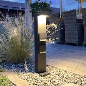 Deko-Light LED-soklna svetilka vtičnica Lerna, 60 cm, aluminij temno siva, Črna, Aluminij, Sodobni