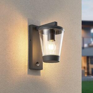 Trio Lighting Zunanja stenska svetilka s senzorjem CAVADO, antracitna, višina 28 cm, IP44, zatemnjen, Črna, Aluminij, Sodobni