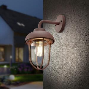 Trio Lighting Zunanja stenska svetilka DUERO, barva rje, višina 33 cm, kovina/steklo, IP44, zatemnjen, Rjava / rjasta, Aluminij, Okrogla stena
