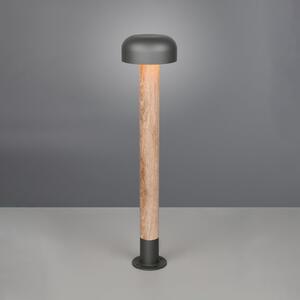 Trio Lighting Potična svetilka FRASER, videz lesa, višina 85 cm, kovina, IP54, zatemnjen, Les, Aluminij, Sodobni