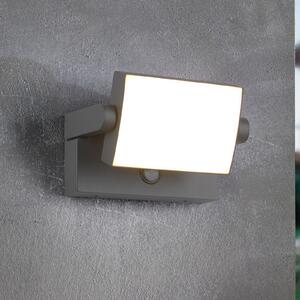 Trio Lighting LED senzorna zunanja stenska svetilka KANSAS antracit Širina 20 cm IP54, Črna, Aluminij, Sodobni