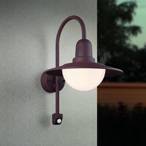 Trio Lighting Zunanja stenska svetilka s senzorjem NORMAN, rjava, Ø 30 cm kovina/steklo IP44, zatemnjen, Rjava / rjasta, Aluminij, Okrogla stena