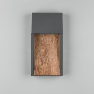 Trio Lighting LED zunanja stenska svetilka SALMON, videz lesa, kovina, višina 33 cm, IP44, Les, Aluminij, Sodobni, Stenska vtičnica spodaj