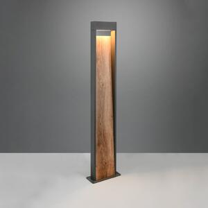 Trio Lighting LED-svetilka SALMON, videz lesa, višina 100 cm kovina, IP44, Les, Aluminij, Sodobni