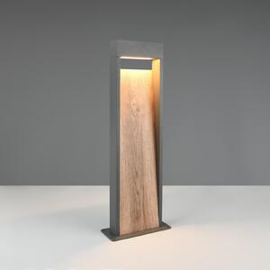 Trio Lighting LED-svetilka SALMON, videz lesa, višina 60 cm, kovina, IP44, Les, Aluminij, Sodobni