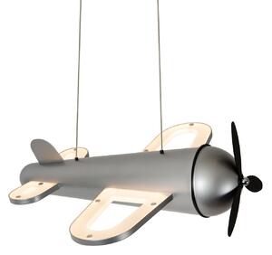 Lucide LED obesna svetilka za otroško sobo Fokker, siva Dolžina 46 cm Kovina, Siva, Otroška soba, Kovina