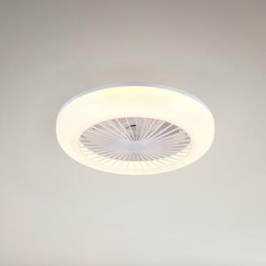 Reality Leuchten LED ventilator Mora, DC, tih, Ø 45 cm, CCT, daljinski upravljalnik, zatemnjen, Bela, Dnevna soba / jedilnica, Plastika, Sodobni