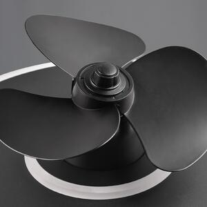 Reality Leuchten LED ventilator Nybro, črn, DC, tih, 50 cm, CCT, daljinski upravljalnik, zatemnjen, Črna, Dnevna soba / jedilnica, Kovina, Sodobni