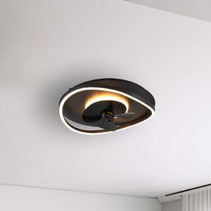 Reality Leuchten LED ventilator Sortland, DC, tih, 50 cm, CCT, daljinski upravljalnik, zatemnjen, Črna, Dnevna soba / jedilnica, Kovina, Sodobni