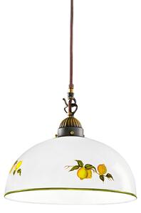 Austrolux Kolarz viseča svetilka Nonna, Ø 30 cm, limone, gladek rob, zatemnjen, Bela, Dnevna soba / jedilnica, Steklo, Podeželska hiša / Rustikalna