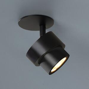 Escale Vgradni LED-spot BRUSH, črn, Ø 7 cm, kovina, dim, 2.700 K, zatemnjen, Črna, Dnevna soba / jedilnica, Aluminij, Sodobni, Vgreznjeni strop