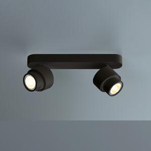 Escale LED-Spot BRUSH, črn, 30 cm, 2-flg., kovina, dim, 2.700 K, zatemnjen, Črna, Dnevna soba / jedilnica, Aluminij, Sodobni