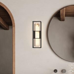 Quintiesse LED zunanja stenska svetilka BLAKLEY črna/alabaster višina 41 cm IP44, zatemnjen, Črna, Kopalnica, Kovina